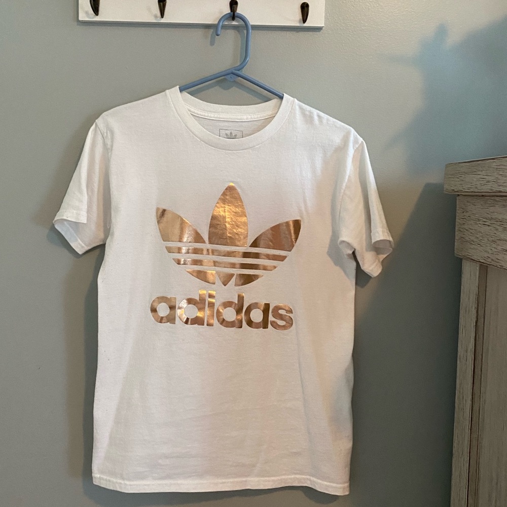 Rose gold Metallic Adidas Graphic Tee!